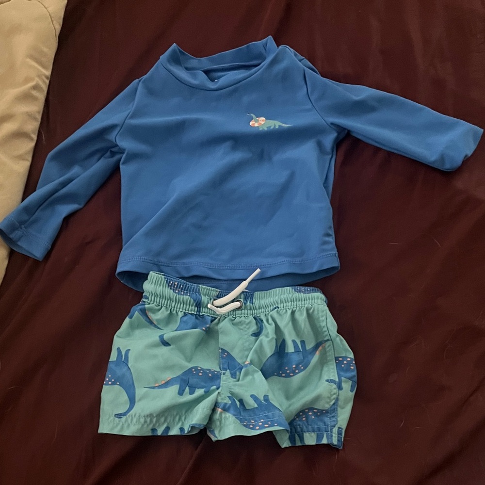 Carter's Blue Dinosaur Rashguard Set